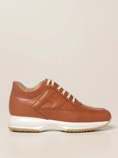 Hogan Interactive Brown Leather Sneakers