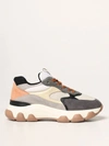 Hogan Leather, Calf-hair And Stretch-knit Sneakers In Grey