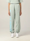 Rotate Birger Christensen Mimi Printed Organic Cotton-fleece Track Pants In Blue