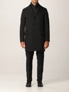 Fay Single-breasted Fitted Coat In Black