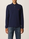 Polo Ralph Lauren Polo Pony Long-sleeved Polo Shirt In Blue