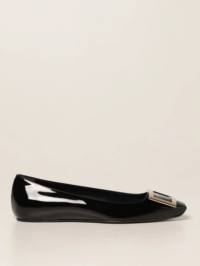 Roger Vivier Trompette Patent Leather Ballet Flats In Black