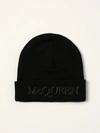 Alexander Mcqueen Wool And Cashmere Hat With Logo In Black