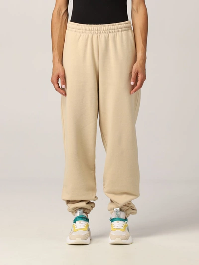 Rotate Birger Christensen Mimi Rotate Jogging Pants In Cotton With Logo In Beige