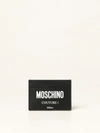 MOSCHINO COUTURE CREDIT CARD HOLDER IN LEATHER,C21726002
