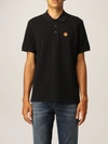 Kenzo Crest Logo-embroidered Cotton Polo Shirt In Black