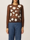 Tory Burch Floral-embroidered Knitted Top In Multicolor