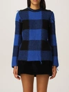 Red Valentino Long Sleeve Crew-neck Sweater In Royal Blue