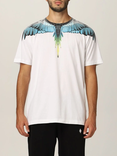Marcelo Burlon County Of Milan Cotton Tshirt With Graphic Print In Blue