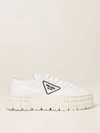 Prada Womens White Double Wheel Recycled-nylon Low-top Trainers In White