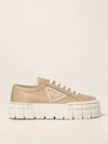 Prada Wheel  Sneakers In Renylon Gabardine In Sand