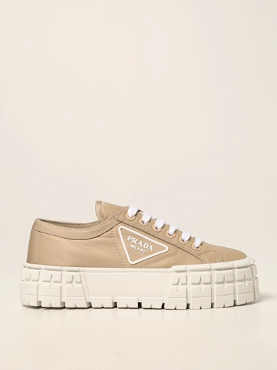 Prada Wheel  Sneakers In Renylon Gabardine In Sand