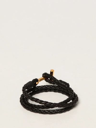 Tom Ford T-bar Woven Leather Bracelet In Brown