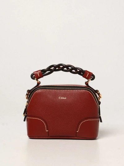 Chloé Daria Mini Textured And Smooth Leather Tote In Brown