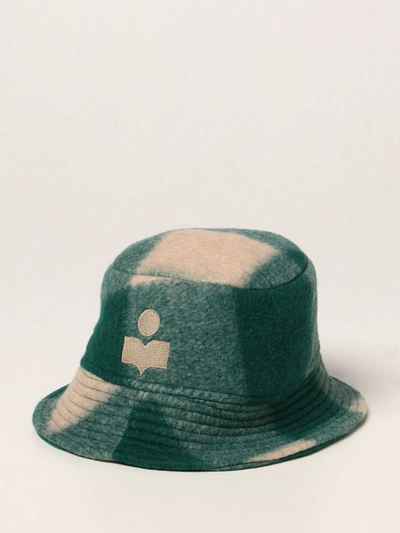 Isabel Marant Fisherman Hat In Tartan Virgin Wool Blend In Green