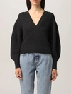 Iro Vneck Sweater In Merino Wool In Black