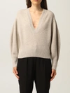 Iro Vneck Jumper In Merino Wool In Grey