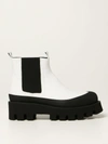 Paloma Barceló Flat Booties Celine Paloma Barcel&ograve; Ankle Boots In Nappa Leather With Treaded Sole In White