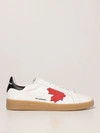 Dsquared2 Maple Leaf Boxer Leather Low Sneakers In Red