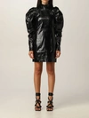 Rotate Birger Christensen Kaya Cutout Coated Canvas Mini Dress In Black