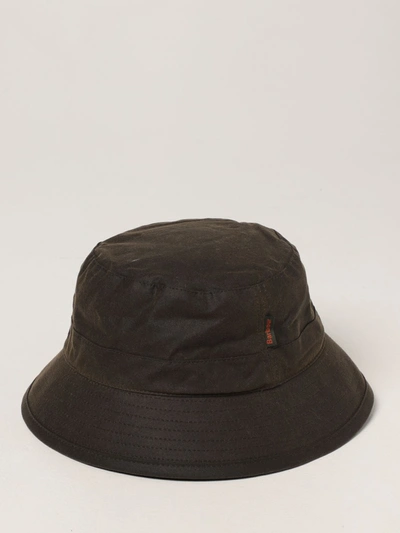 Barbour Fisherman Hat In Waxed Cotton In Olive