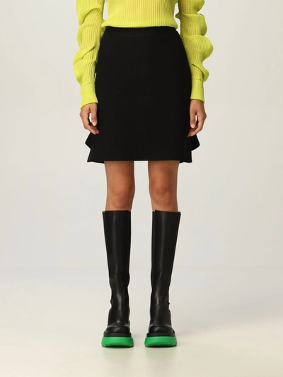 Bottega Veneta Ruffled Wool-blend Mini Skirt In Black