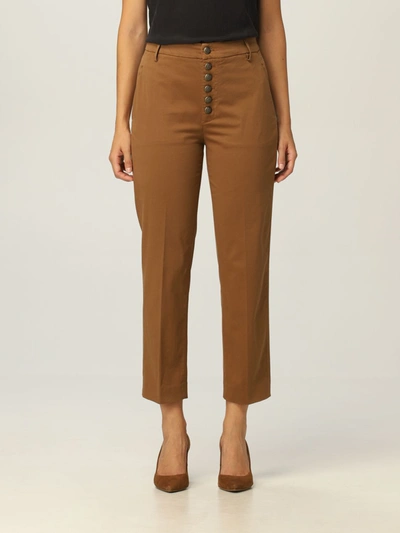 Dondup Womens Brown Cotton Pants In Brown