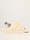 Ugg Fluff Yeah Slide  Australia Sandal In Sheep Fur In White