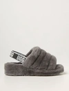 Ugg Fluff Yeah Sheepskin Slingback Slippers In Grey