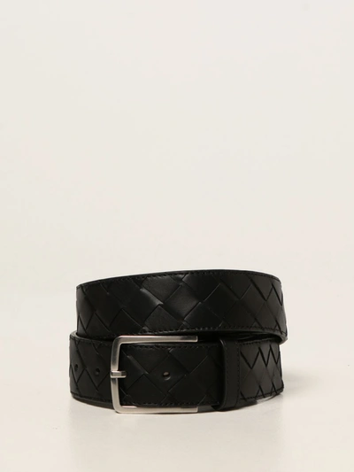 Bottega Veneta Belt In Woven Leather In Black