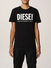 Diesel Cotton Tshirt With Logo In Black
