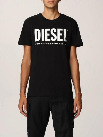 Diesel Cotton Tshirt With Logo In Black