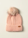 Barbour Saltburn Faux Fur Pom Beanie In Pink