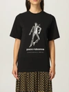 Rabanne Cotton Tshirt With Print In Black