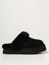Ugg Plush Lined Black Slip-on Sandals With Thick Sole In Black