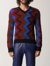 Saint Laurent Sweater With Jacquard Workmanship And Zig Zag Pattern In Multicolor