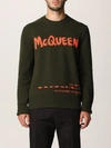 Alexander Mcqueen Graffiti Intarsia-knit Jumper In Kaki