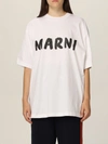 Marni Women Logo Short-sleeved Cotton T-shirt In White