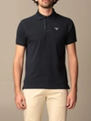 Barbour Polo Shirt In Pique Cotton With Logo In Blue