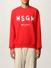 Msgm Logo Print Crew Neck Sweatshirt In Red