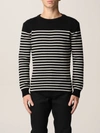Saint Laurent Men Embroidered Cotton Blend Sweater In Black