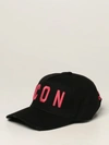Dsquared2 Black Cotton Hat With Logo Print In Black