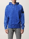 Stone Island 61338 Cotton Fleece + Off-dye Ovd Treatment Hooded Sweatshirt Blue