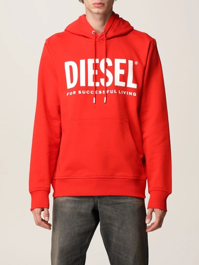 Diesel Jumper In Cotton With Logo In Red
