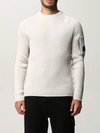 C.p. Company Lens-embellished Ribbed Jumper In Sand