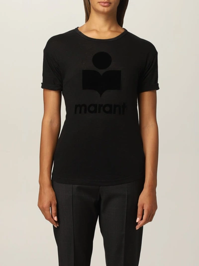Isabel Marant Étoile Koldi Isabel Marant Etoile Linen Tshirt With Logo In Black