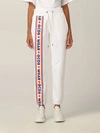 Gcds Cute Tape Logo Cotton Sweatpants In White