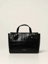 Gianni Chiarini Club Marcella Bag In Crocodile Print Leather In Black