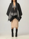 Fendi Cape In Wool And Cashmere In Grey