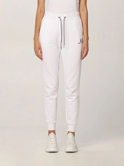 Armani Exchange Cotton Jogging Pants With Logo In White